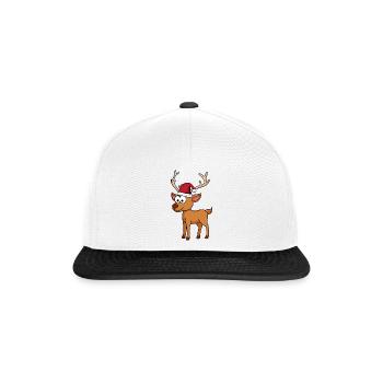 Cerf Bande Dessinée Noël - Casquette snapback - blanc/noir - Devant