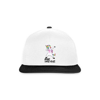 Logo Rave Unicorns Black Text - Snapback Cap - Weiß/Schwarz - Vorne