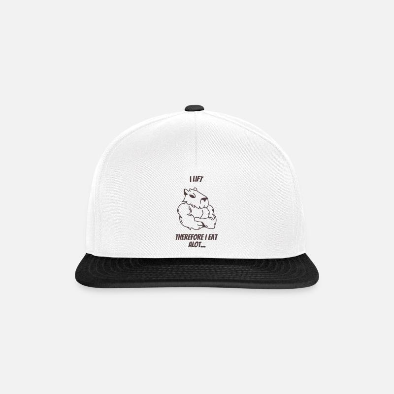 Ich hebe, also esse ich viel... - Snapback Cap - Weiß/Schwarz
