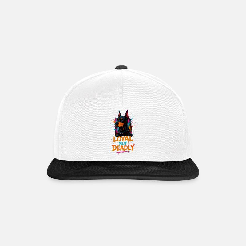 Loyal but Deadly – Dobermann Power - Snapback Cap - white/black