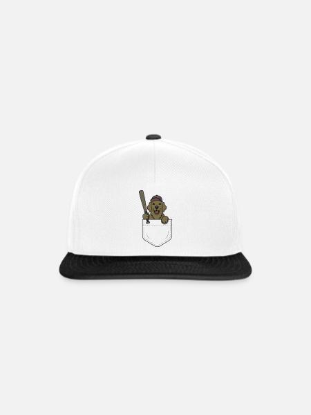 Baseball-Welpe in der Tasche - Snapback Cap - Weiß/Schwarz