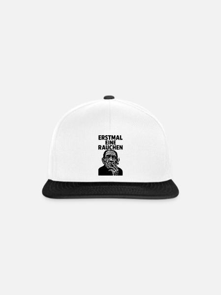 erstmal eine rauchen - Snapback Cap - Weiß/Schwarz