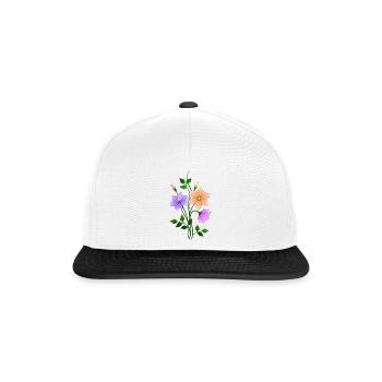 Blumen - Snapback Cap - Weiß/Schwarz - Vorne