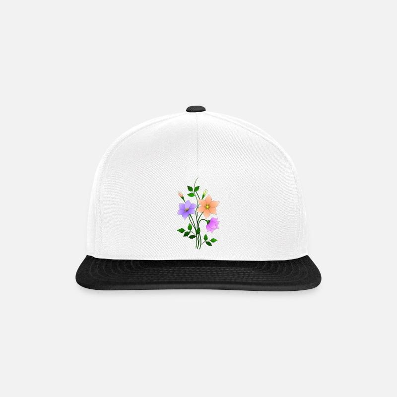 Blumen - Snapback Cap - Weiß/Schwarz