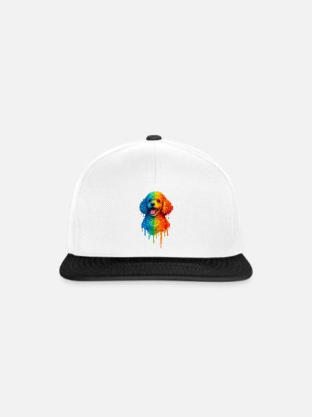 Pudel in bunten Farben - Snapback Cap - Weiß/Schwarz