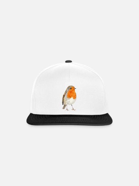 Rotkehlchen Portrait im Aquarellstil - Snapback Cap - Weiß/Schwarz