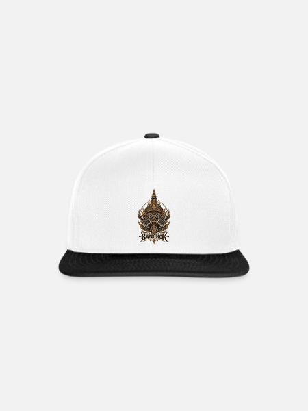 Bangkok Dämonenmaske Goldrelief - Snapback Cap - Weiß/Schwarz