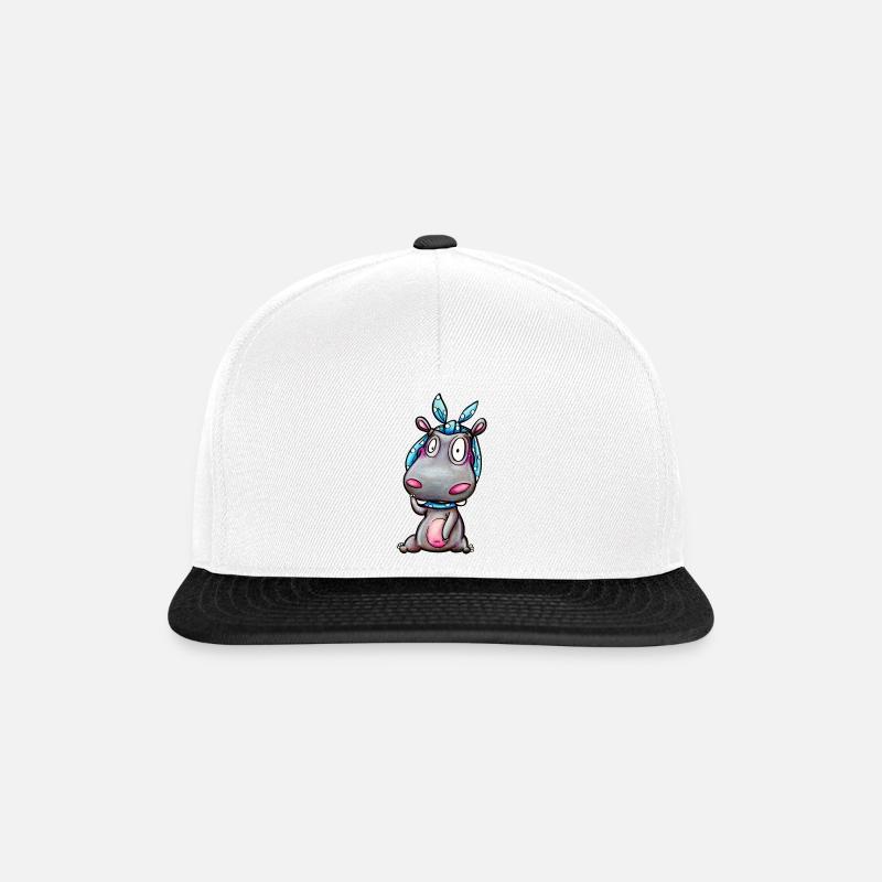 hippo with kerchief - Snapback Cap - Weiß/Schwarz