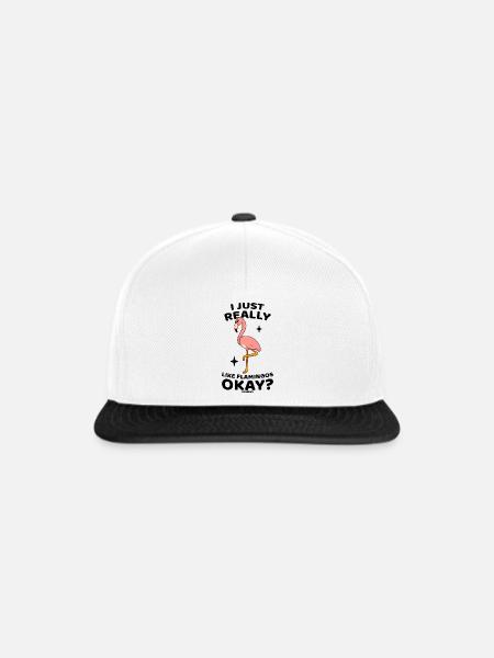 I Just Really Like Flamingos Okay? - Snapback Cap - Weiß/Schwarz