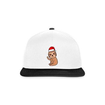 Faultier Comic Weihnachten Xmas - Snapback Cap - Weiß/Schwarz - Vorne