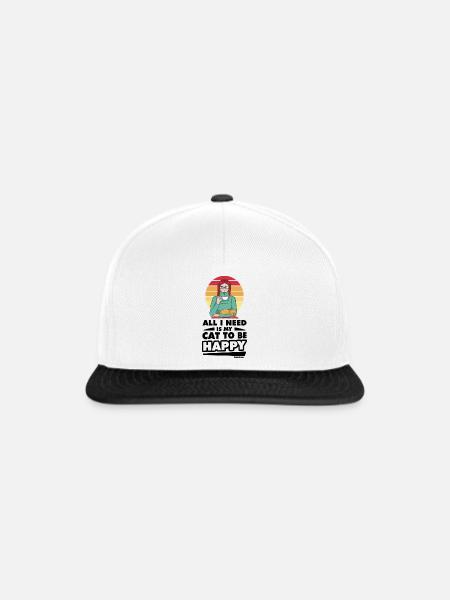 Katzenmama - Snapback Cap - Weiß/Schwarz