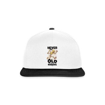 Laufen Joggen Sport Rennen Training Geschenk - Snapback Cap - Weiß/Schwarz - Vorne