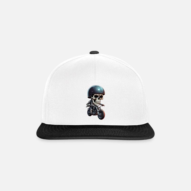 Biker Skeleton - Snapback Cap - white/black
