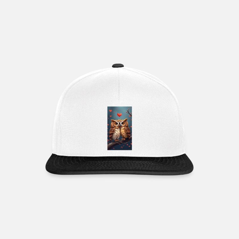 Verliebte Eulen - Snapback Cap - Weiß/Schwarz