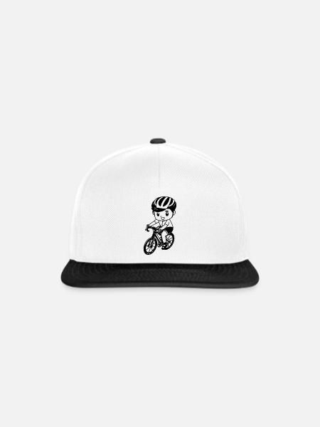 Fahrradfahrer Junge - Snapback Cap - Weiß/Schwarz