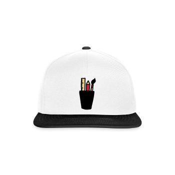 Stift - Pinsel - Lineal - Snapback Cap - Weiß/Schwarz - Vorne