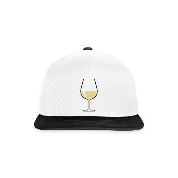 XWeißweinglas Bauchig Offen (Weißwein / Wein / 2C) - Snapback Cap - Weiß/Schwarz - Vorne