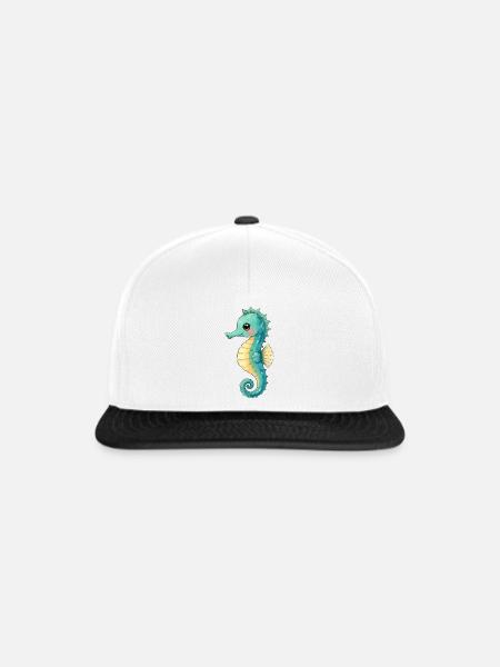 Pastell-Seepferdchen Meeresliebe - Snapback Cap - Weiß/Schwarz