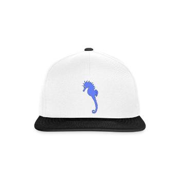Verspieltes blaues Seepferdchen-Kunstdruck - Snapback Cap - Weiß/Schwarz - Vorne