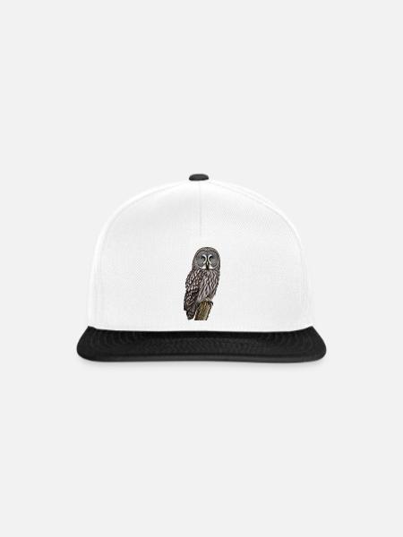 Bartkauz Eule - Snapback Cap - Weiß/Schwarz