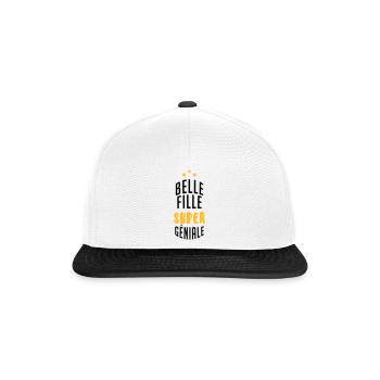 belle-fille / beau-fils / beau fils / belle fille - Casquette snapback - blanc/noir - Devant