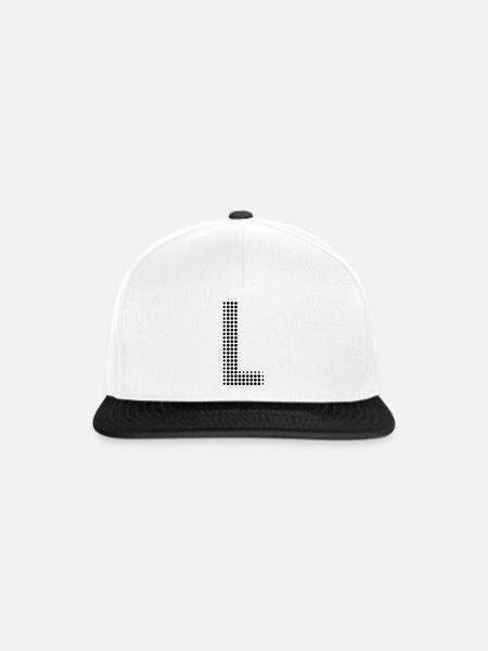 Buchstabe L – Punktmuster Initial Design - Snapback Cap - Weiß/Schwarz