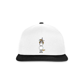 Einhorn Albern Witzig Lustig Komisch Comic Cartoon - Snapback Cap - Weiß/Schwarz - Vorne