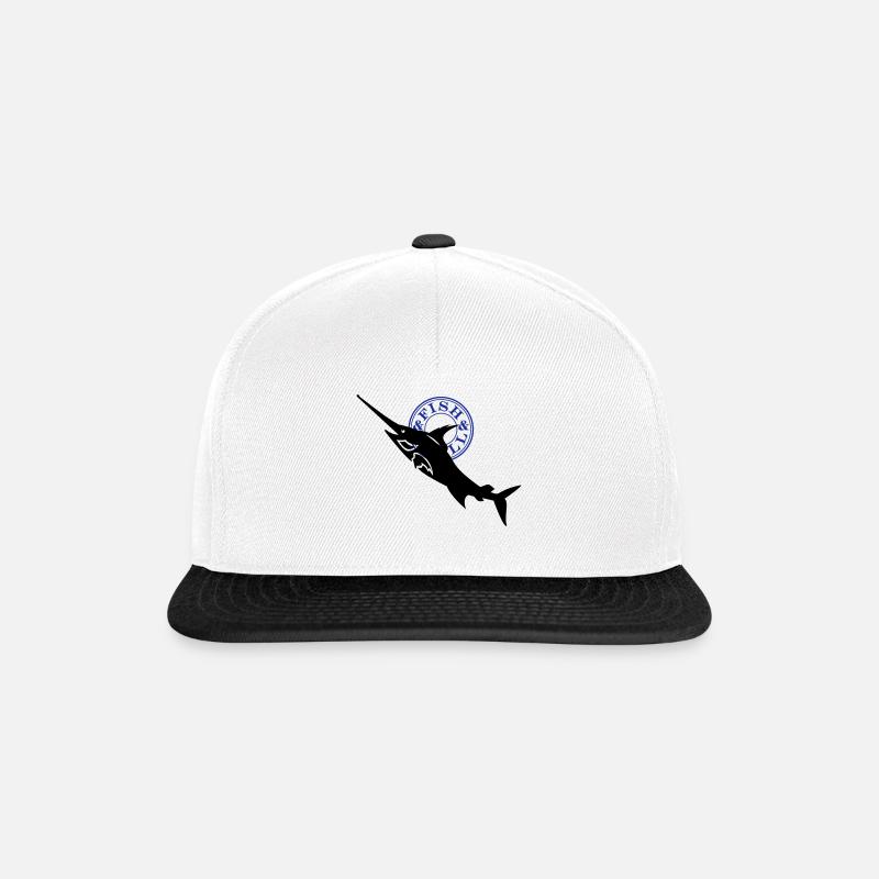 Schwertfisch / swordfish (1c) - Snapback Cap - Weiß/Schwarz