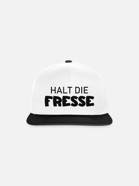 Halt die Fresse - Cooler Spruch - Snapback Cap - Weiß/Schwarz
