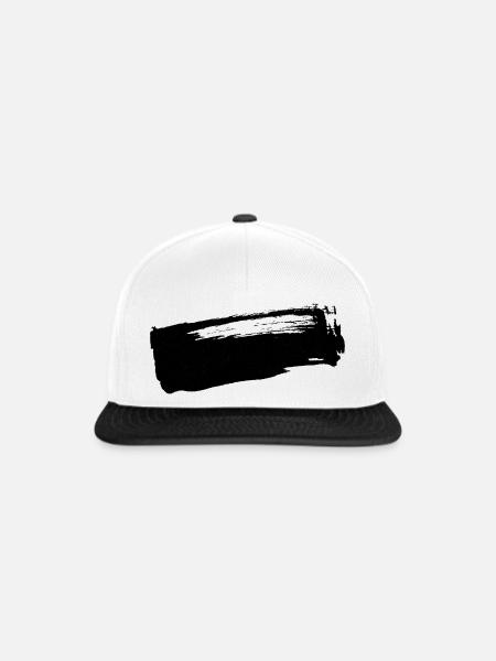 Pinselstrich - Tusche Streifen - Snapback Cap - Weiß/Schwarz