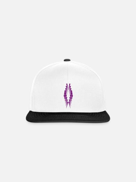 Geometrische Violettspitzen Silhouette - Snapback Cap - Weiß/Schwarz