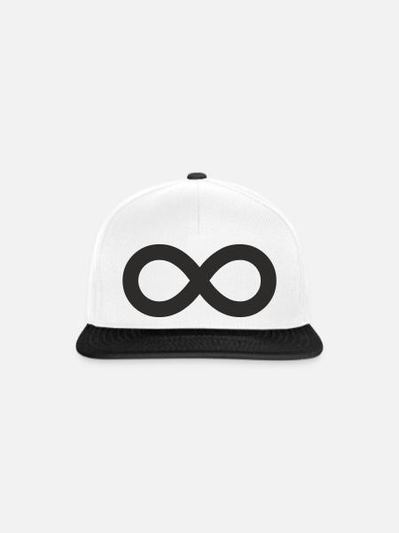 Unendlichkeitszeichen – Minimalistisches Infinity - Snapback Cap - Weiß/Schwarz