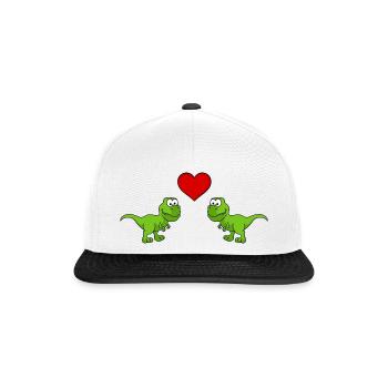 Dinosaurier T-Rex Paar Liebe - Snapback Cap - Weiß/Schwarz - Vorne