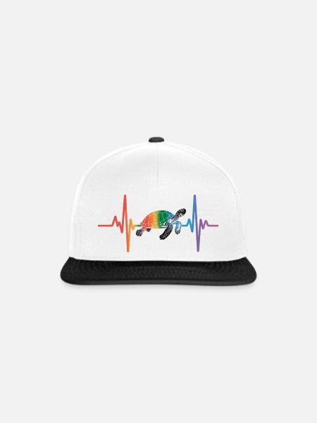 Bunte Schildkröte im Herzschlag Design - Snapback Cap - Weiß/Schwarz