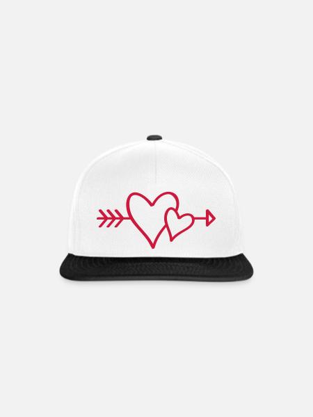 Herzpfeil Minimallinie - Snapback Cap - Weiß/Schwarz