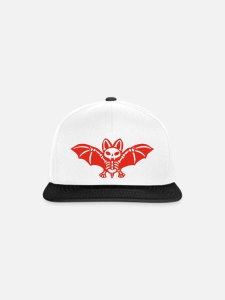 Skelettfledermaus (Rot) - Snapback Cap - Weiß/Schwarz