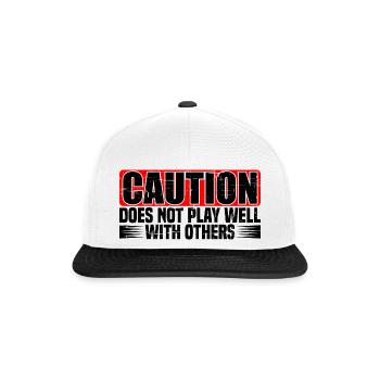 Caution does not play well with others 29 - Snapback Cap - white/black - Front
