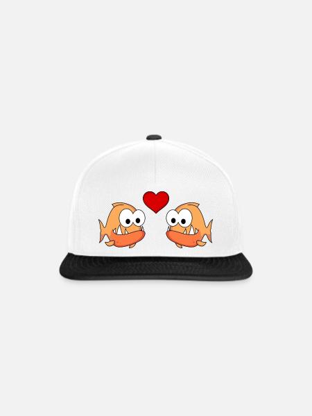 Piranha Comic Paar liebe - Snapback Cap - Weiß/Schwarz