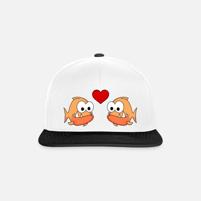 Piranha Comic Paar liebe - Snapback Cap - Weiß/Schwarz
