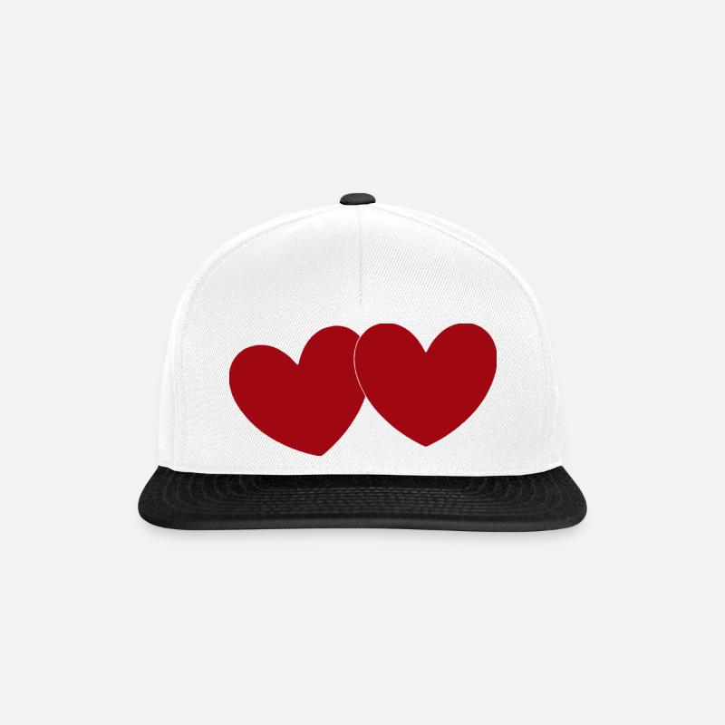 2 Red Hearts Heart Red Gift Valentine's Day - Snapback Cap - white/black