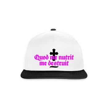 quod me nutrit me destruit - Snapback Cap - Weiß/Schwarz - Vorne