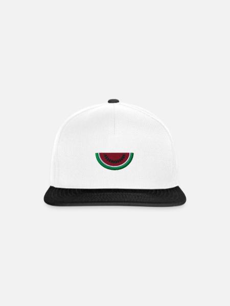 Melone bestickt - Snapback Cap - Weiß/Schwarz