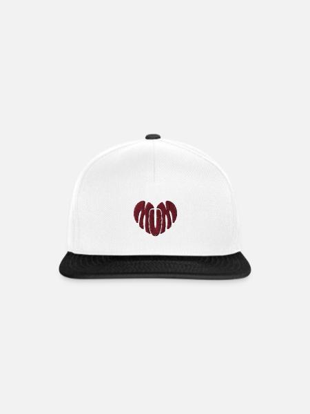 Mum Herz rot bestickt - Snapback Cap - Weiß/Schwarz