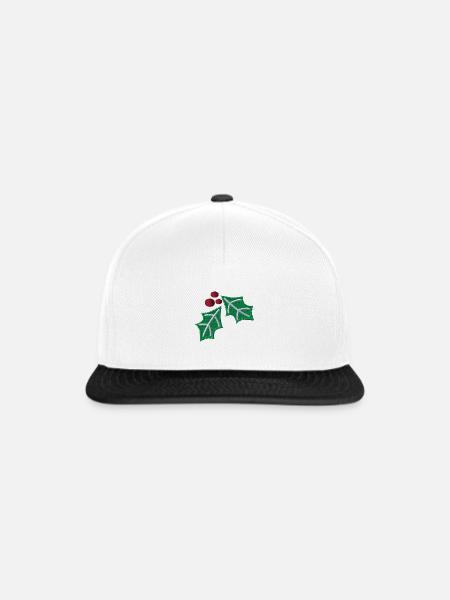 Kornelkirsche bestickt - Snapback Cap - Weiß/Schwarz
