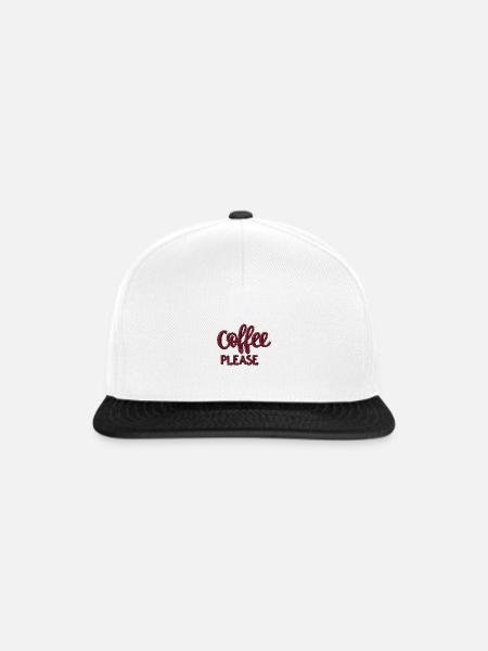 Schriftzug Coffee please bestickt - Snapback Cap - Weiß/Schwarz
