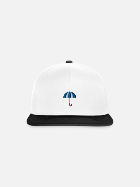 Regenschirm bestickt - Snapback Cap - Weiß/Schwarz