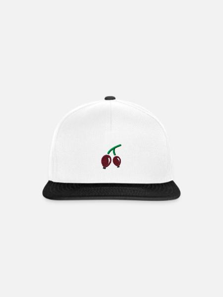 Brombeeren bestickt - Snapback Cap - Weiß/Schwarz