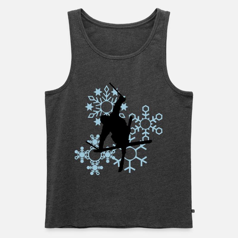 Skier mit Schneeflocken - Männer Premium Bio Tank Top - Anthrazit meliert