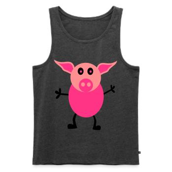 Schweine Männchen - Männer Premium Bio Tank Top - Anthrazit meliert - Vorne - Michal (187cm)