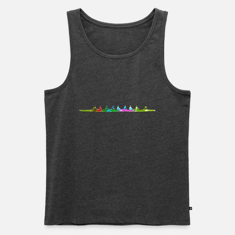 Buntes achter Ruderboot - Männer Premium Bio Tank Top - Anthrazit meliert